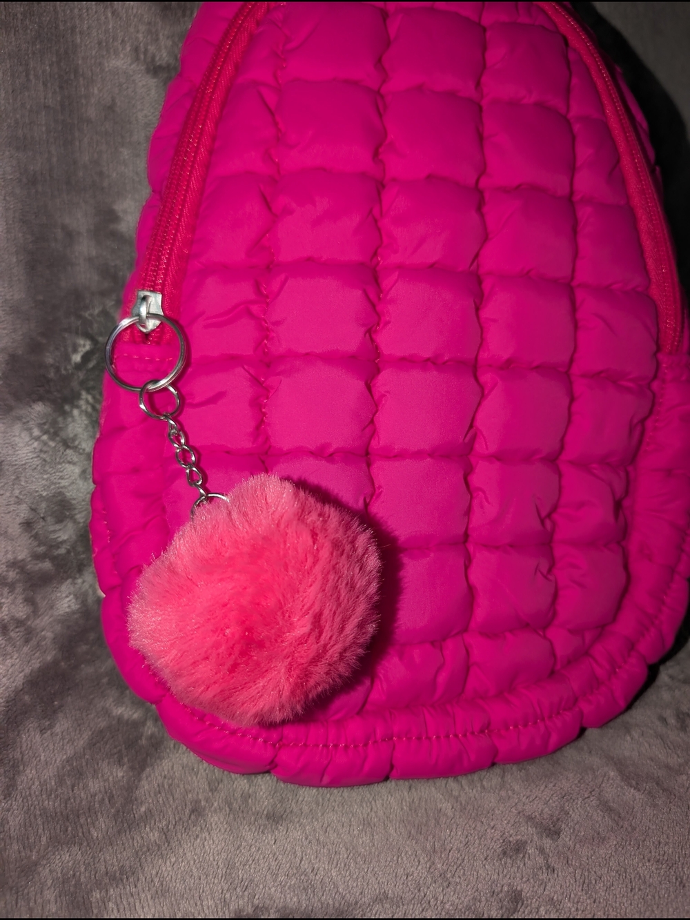 Adorable Wonder Nation Puffer Sling Bag Daisy Light Blue Hot Pink W Fun Charm - Picture 15 of 15